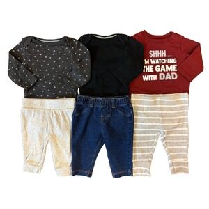 Baby Boy 0/3 Months Outfits Pants Long Sleeve Shirts Bodysuit Clothes Lot Dad